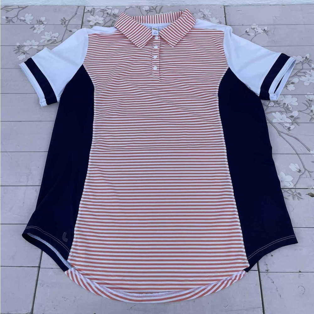 Lole Red and White Striped Collared Shirt
